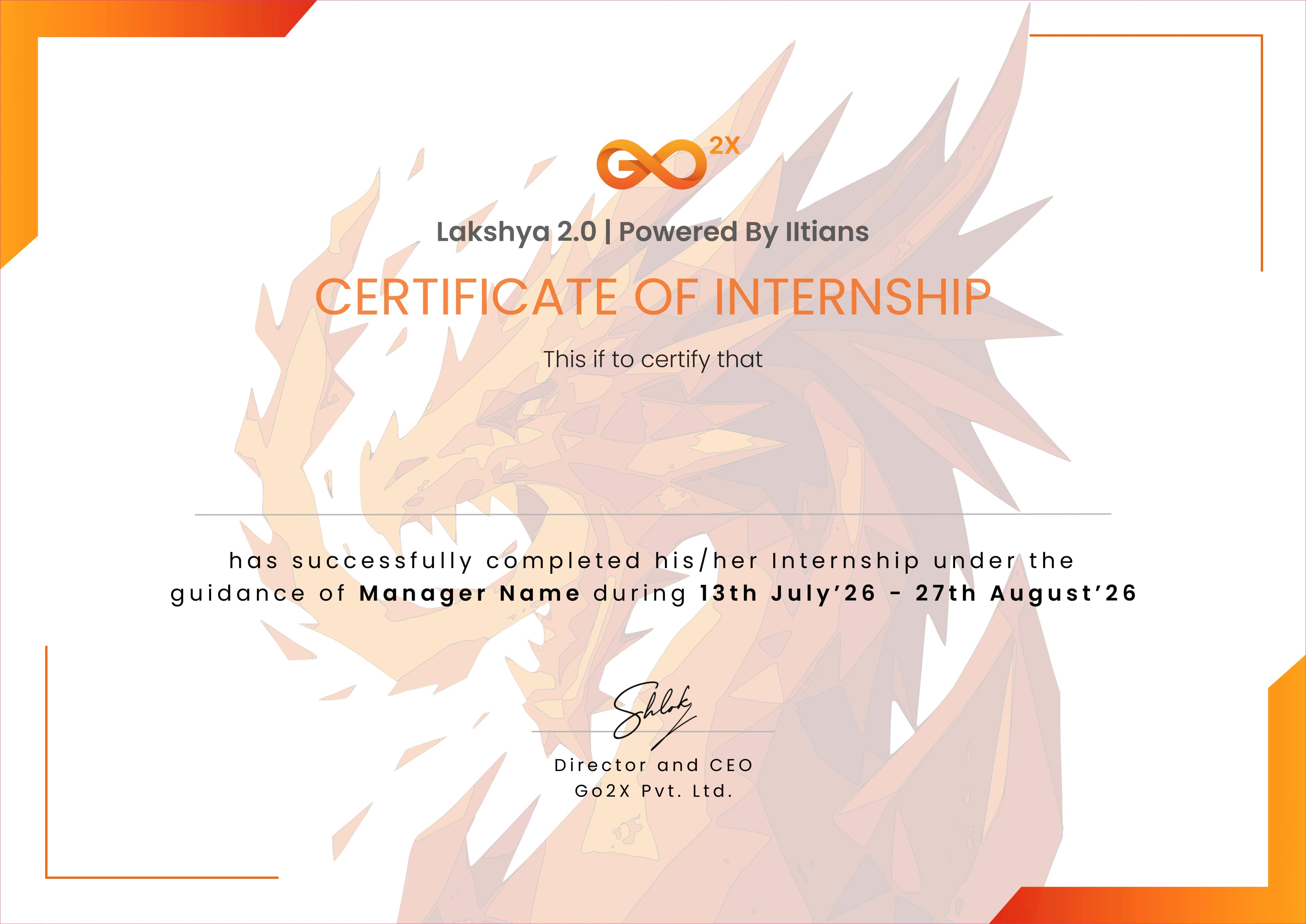 Go2X Internship Certificate
